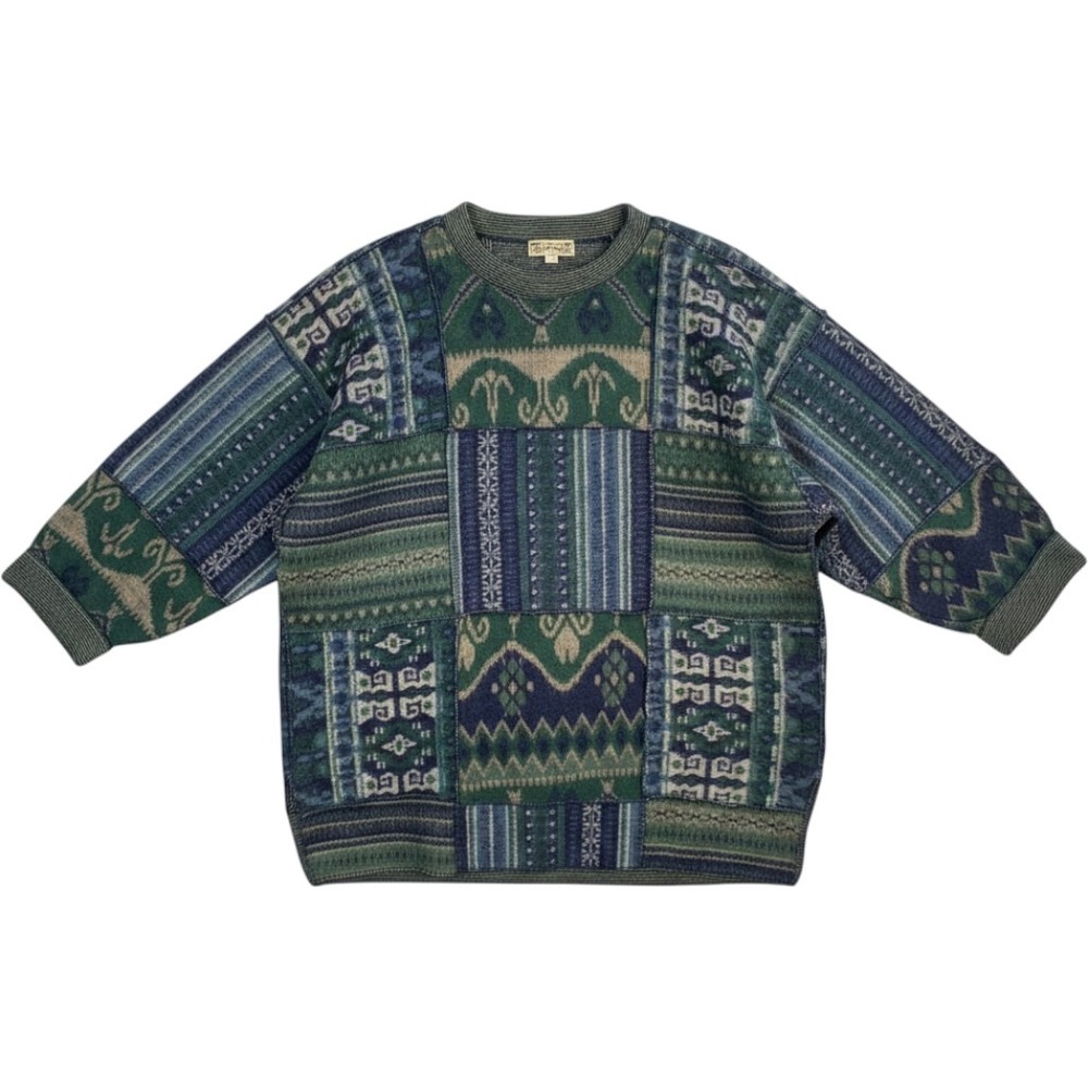Vintage Express Sweater Mens One Size 90s Patchwork‎ Indie Boho Y2k Grunge